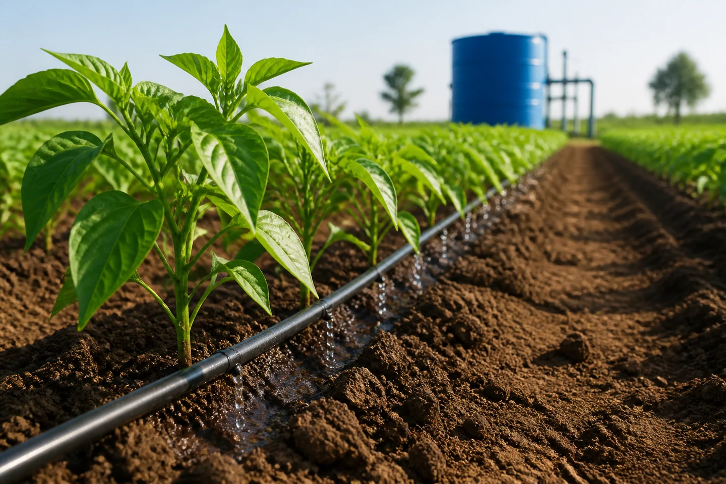 Water soluble crop nutrition delivered through drip irrigation
